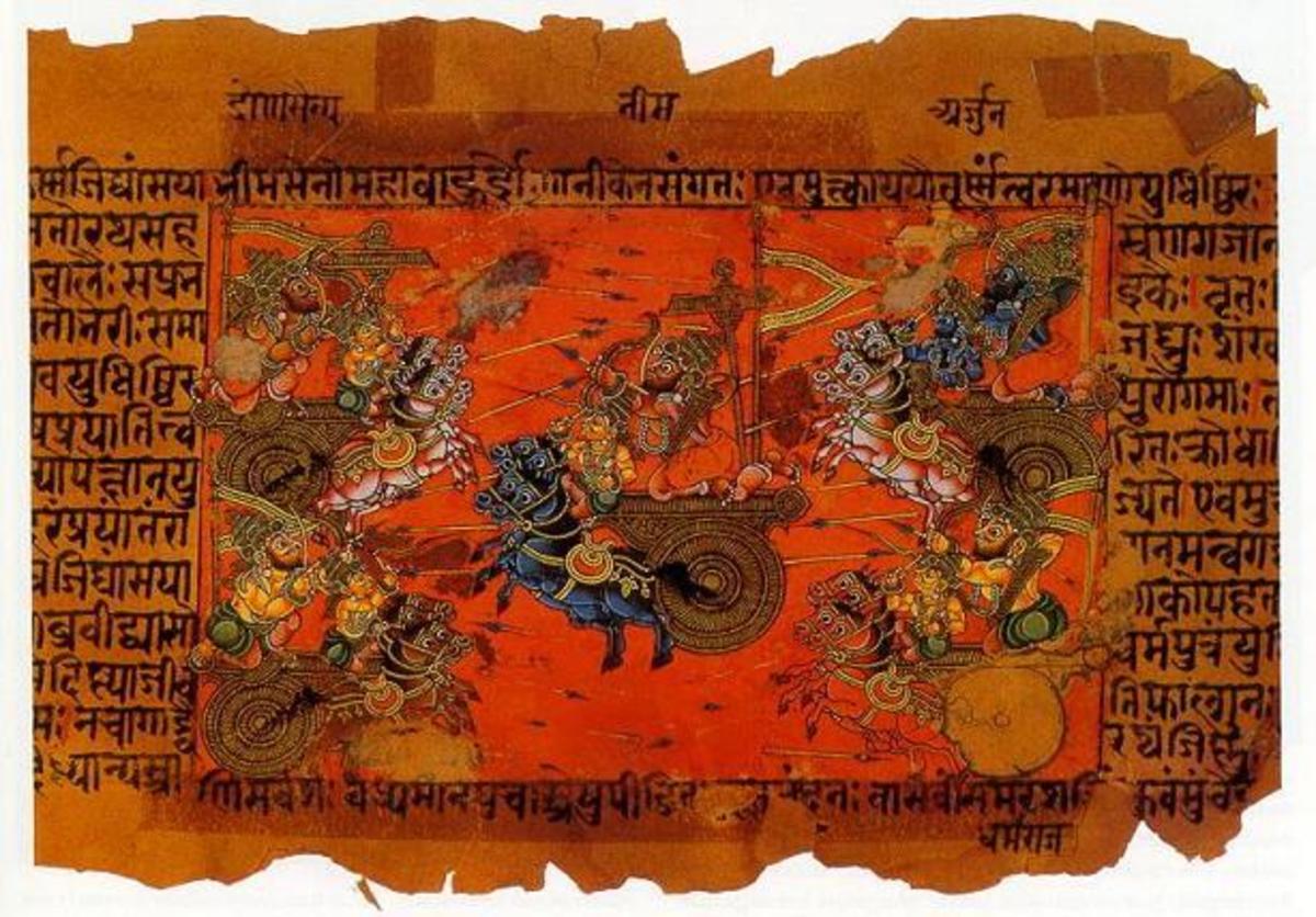 An example of war in Hindu mythology, the Battle of Kurukshetra