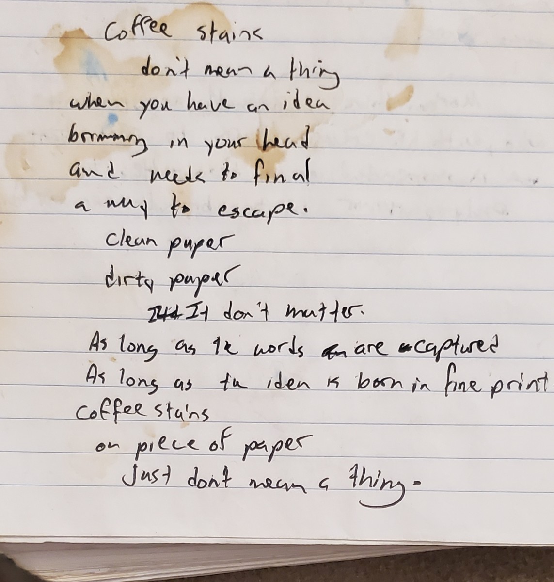 original draft....with the coffee stain. 