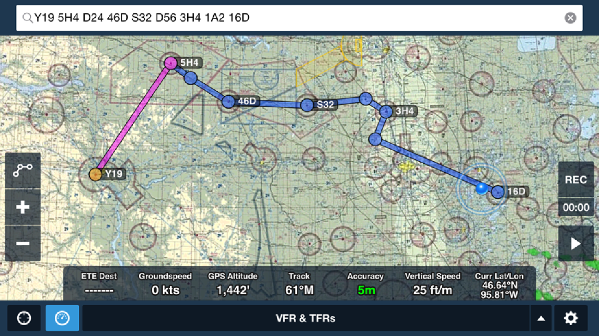 ForeFlight app running on the iPhone 6s