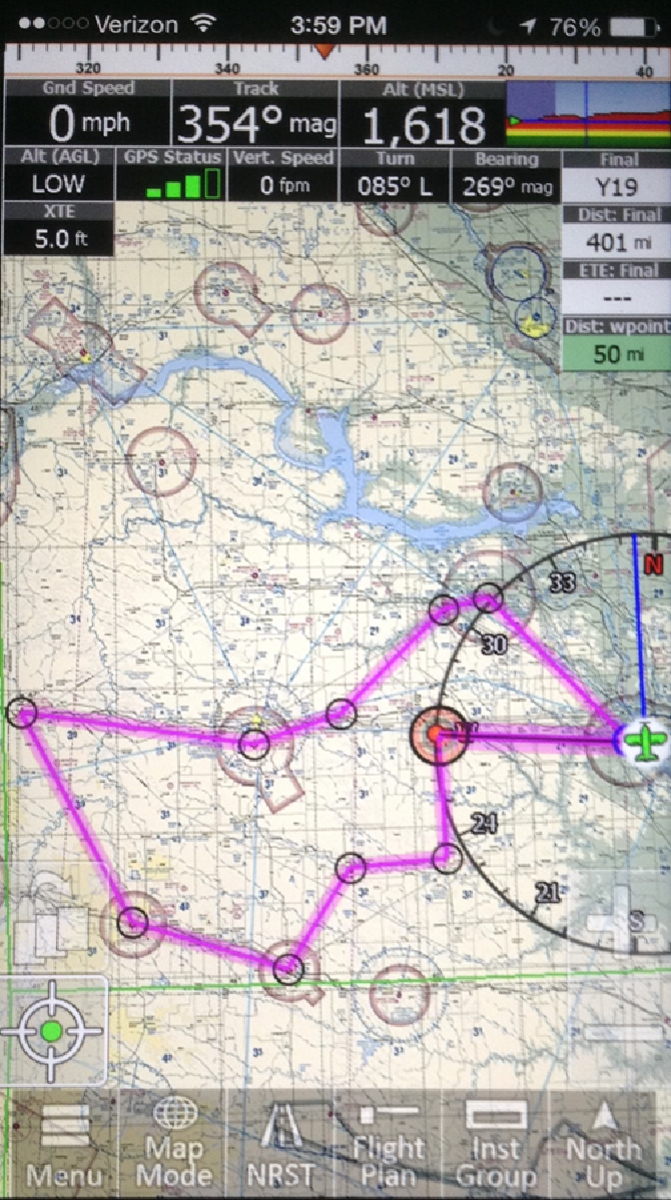 iFly Flight Planner running on the iPhone 6s