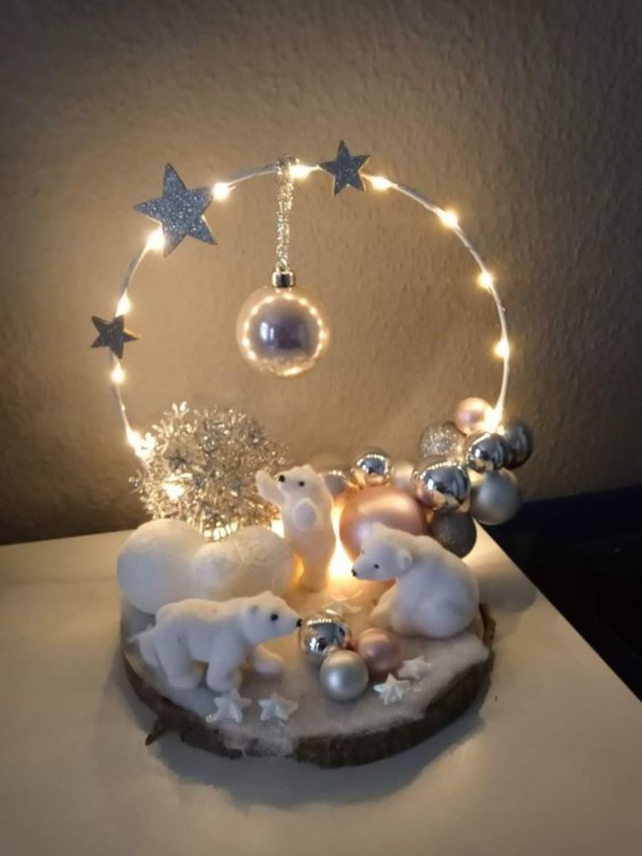 Polar Bears, String Lights and Hanging Bauble