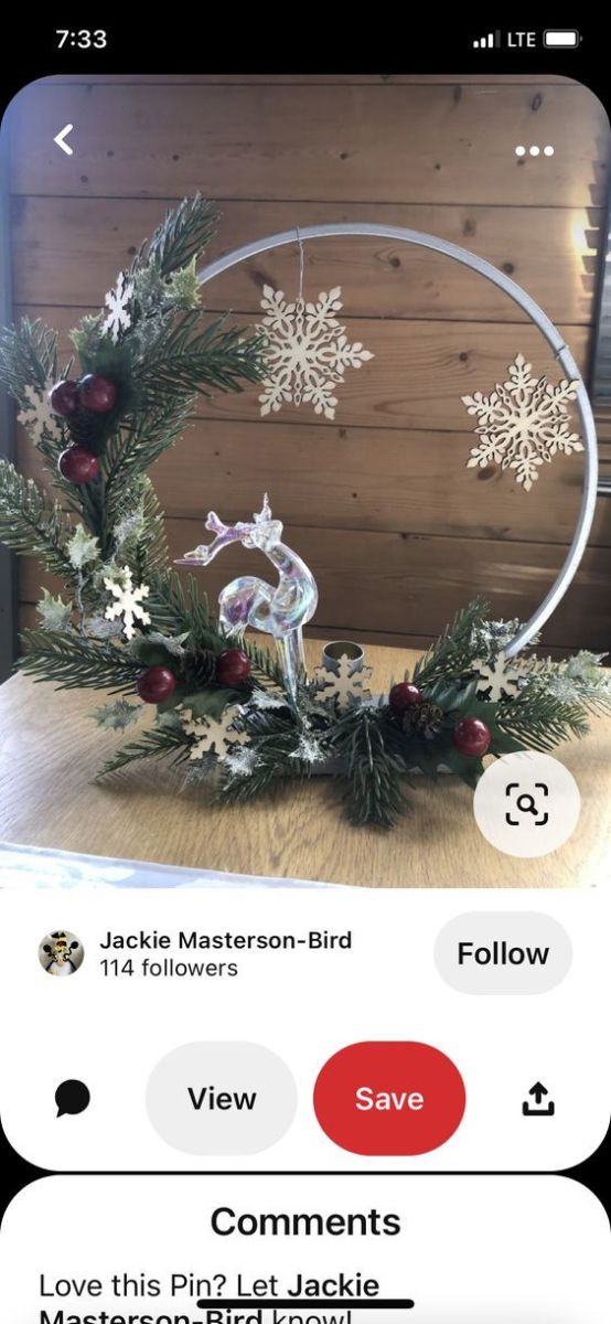 Silver Hoop With Snowflakes and Glass Reindeer