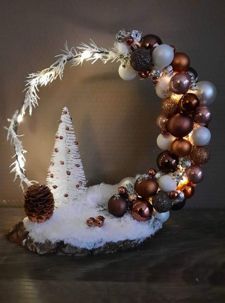 White Christmas Tree With Bronze and Silver Baubles