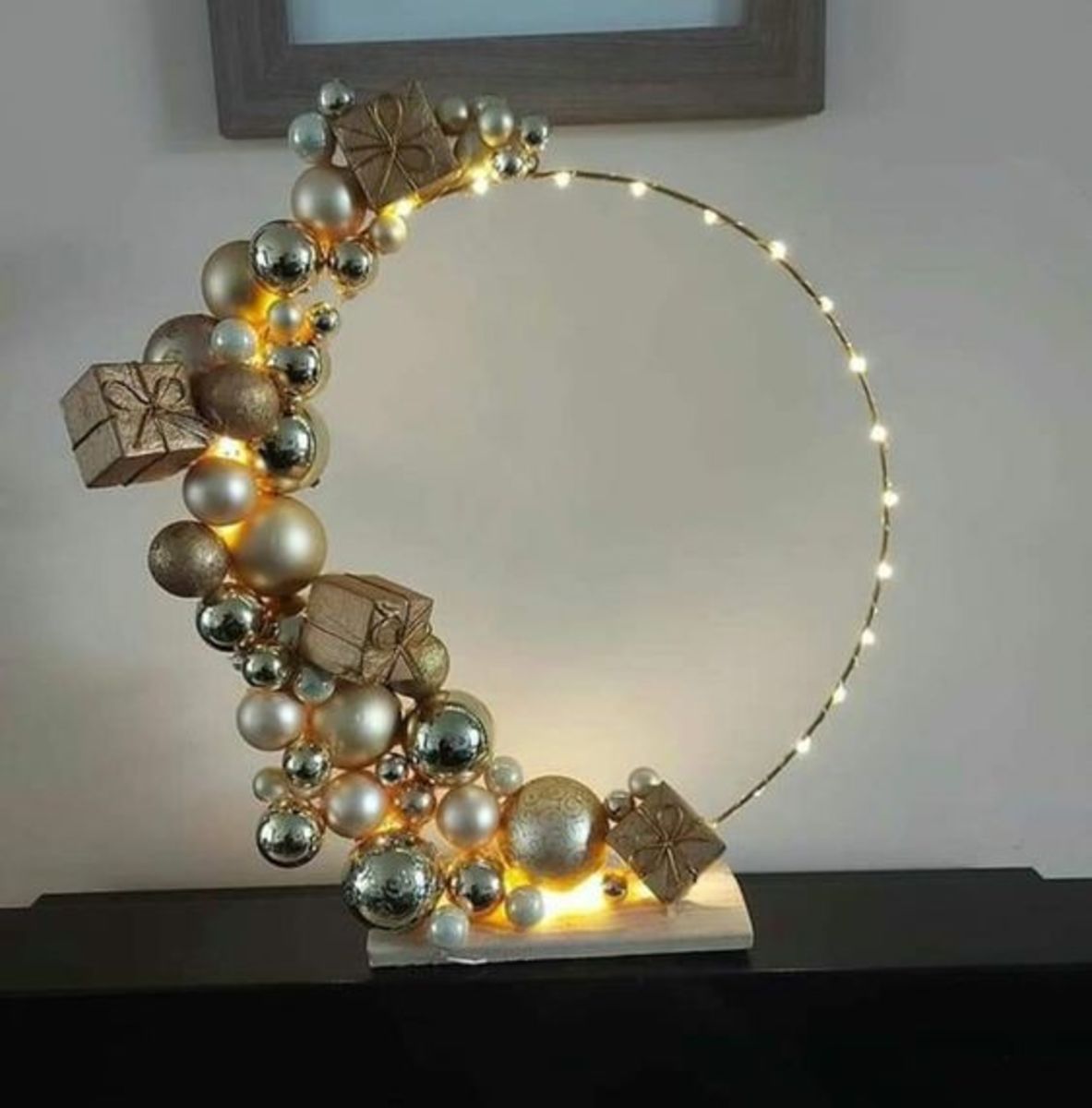 Hula Hoop With Gold Baubles and Gift Boxes