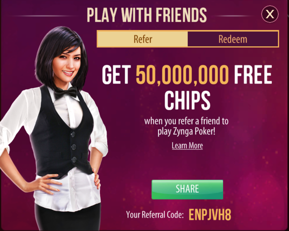 You get extra chips for getting new players to join the game.