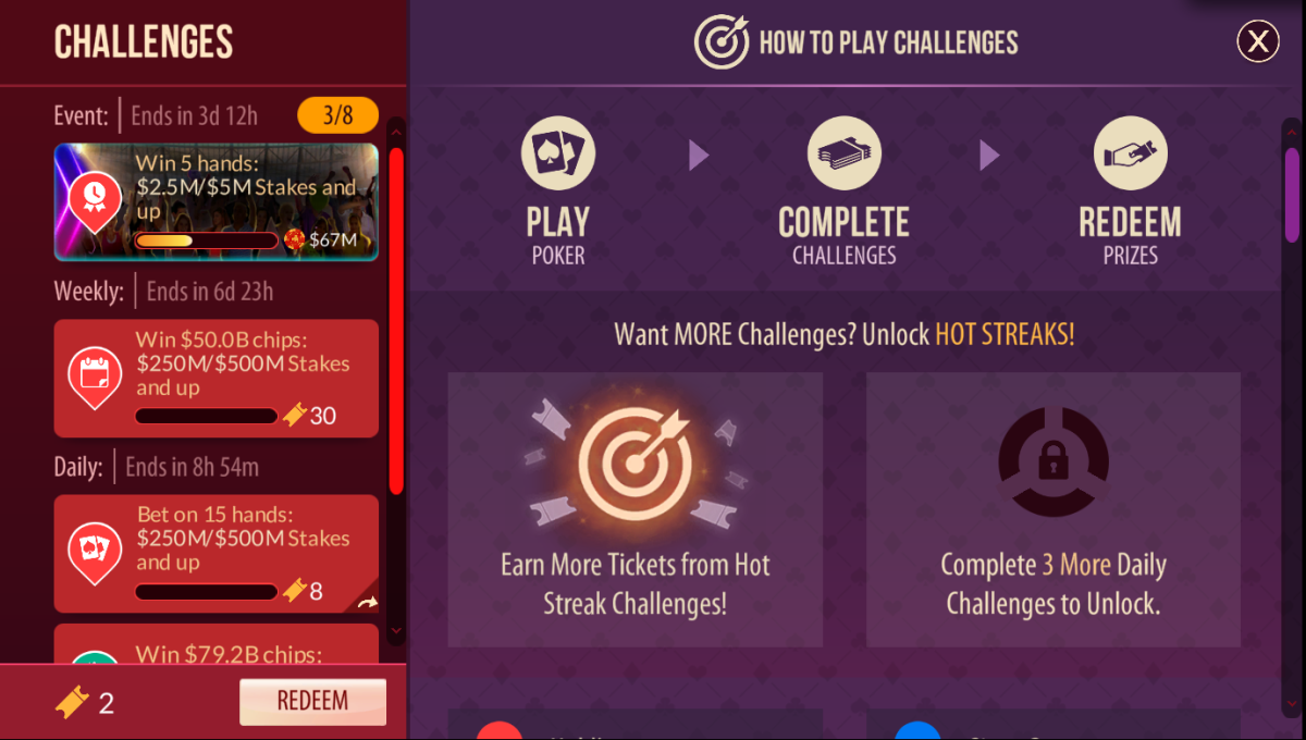 This is the Challenges screen.