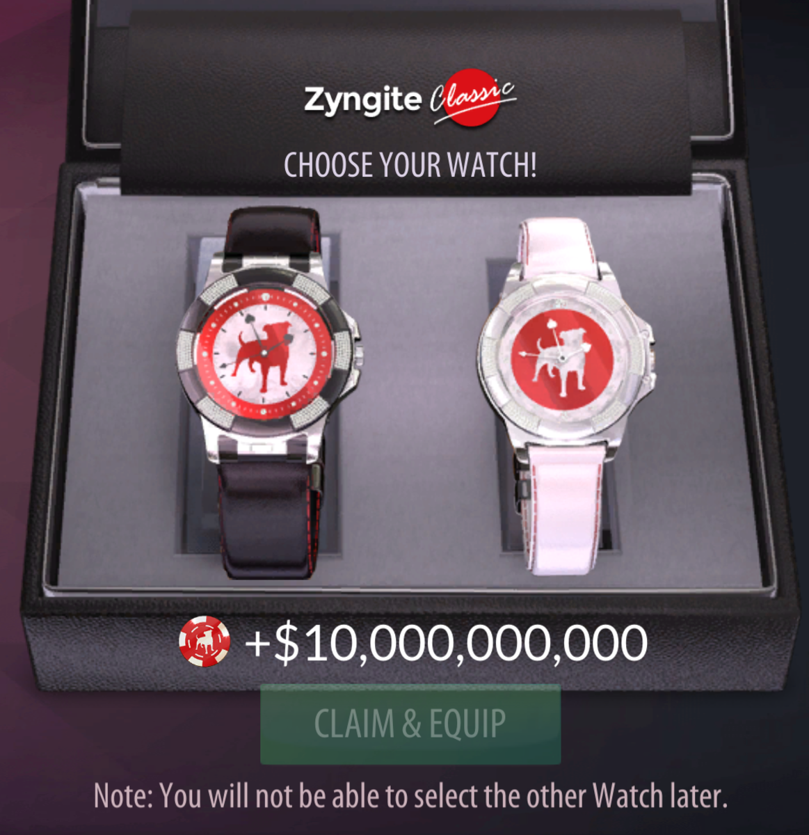 This is the black version of the first poker watch. This is the Zyngite Classic watch.