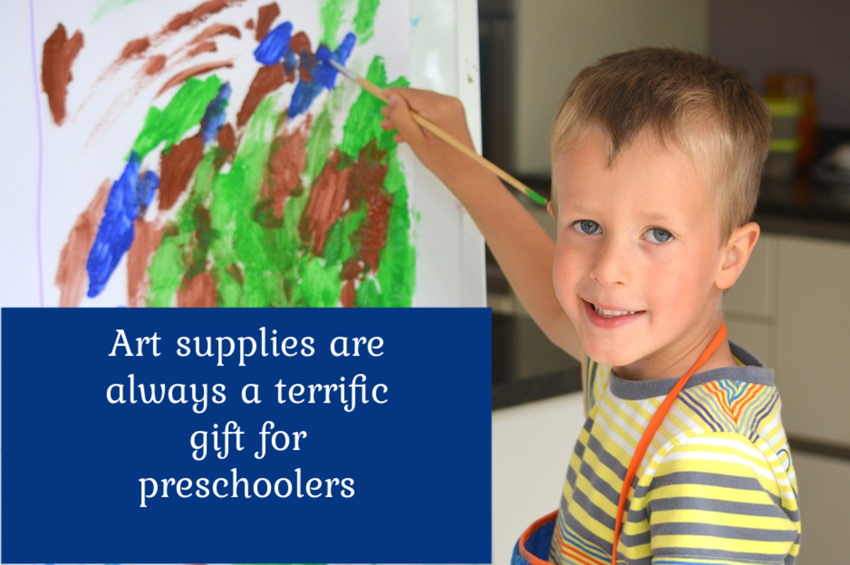 Preschoolers don't need expensive STEM toys, but they do need plenty of art materials to stimulate their creativity: paints, brushes, paper, markers, chalk, colored pencils, and crayons.