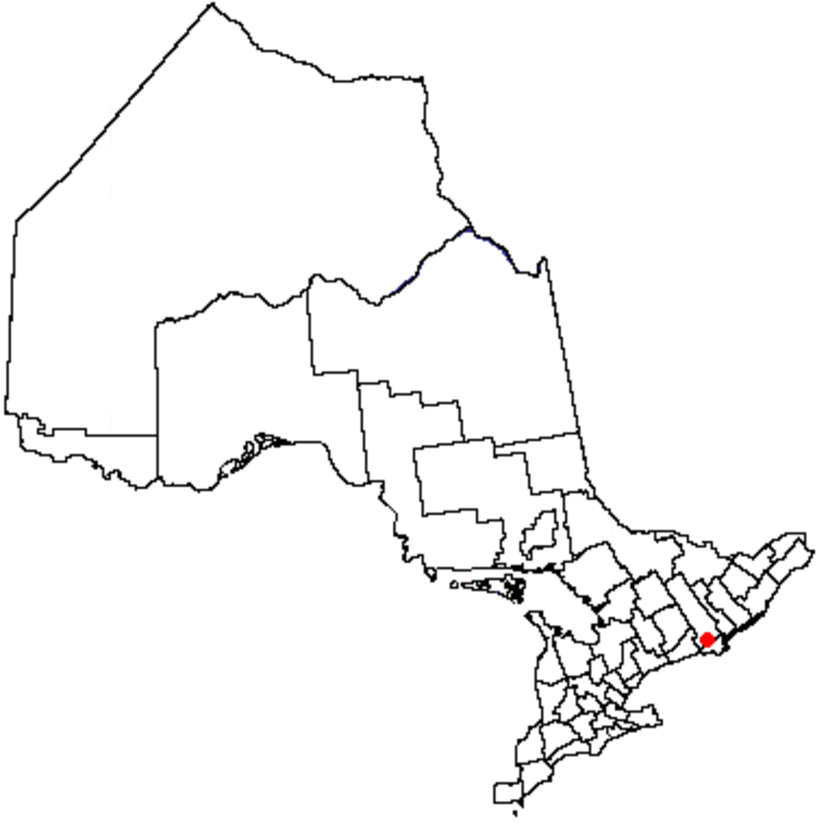 Map location of Belleville, Ontario 