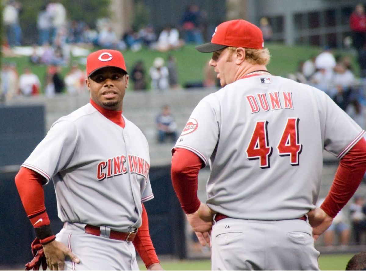 Ken Griffey Jr. (left) and Adam Dunn punched quite a powerful tandem and are two of the top home run hitters in Cincinnati Reds history.