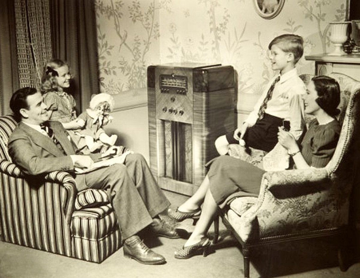 Listening to radio programs (and advertising) back in the 1930s and 1940s.