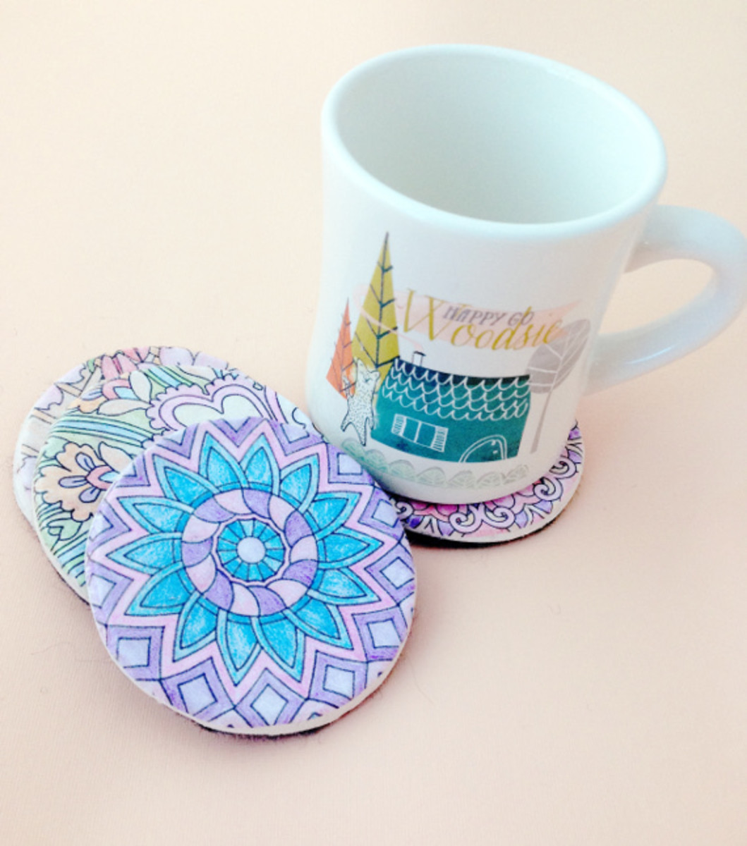 Easy to make coloring book coasters -custom gifts that are easy to make