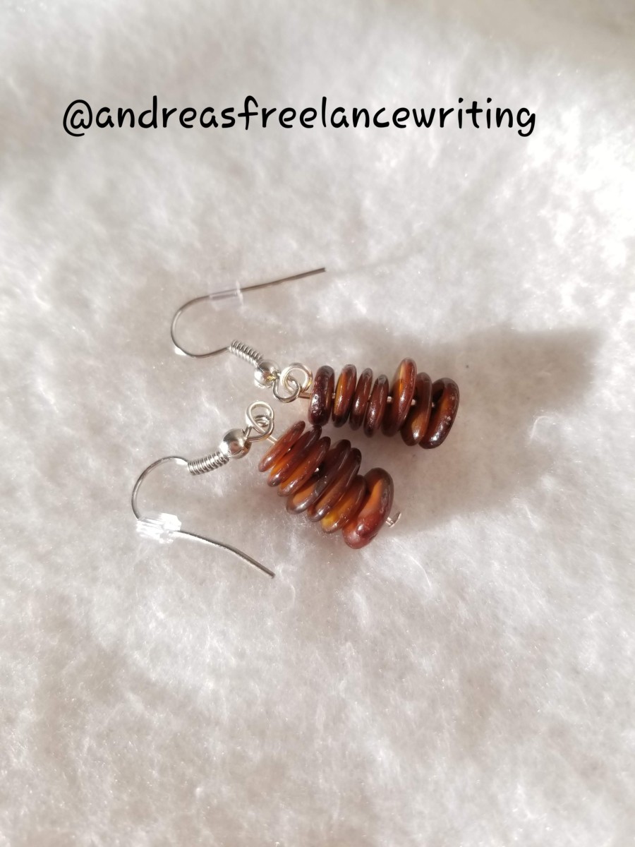 how-to-make-simple-flattened-brown-shell-bead-earrings