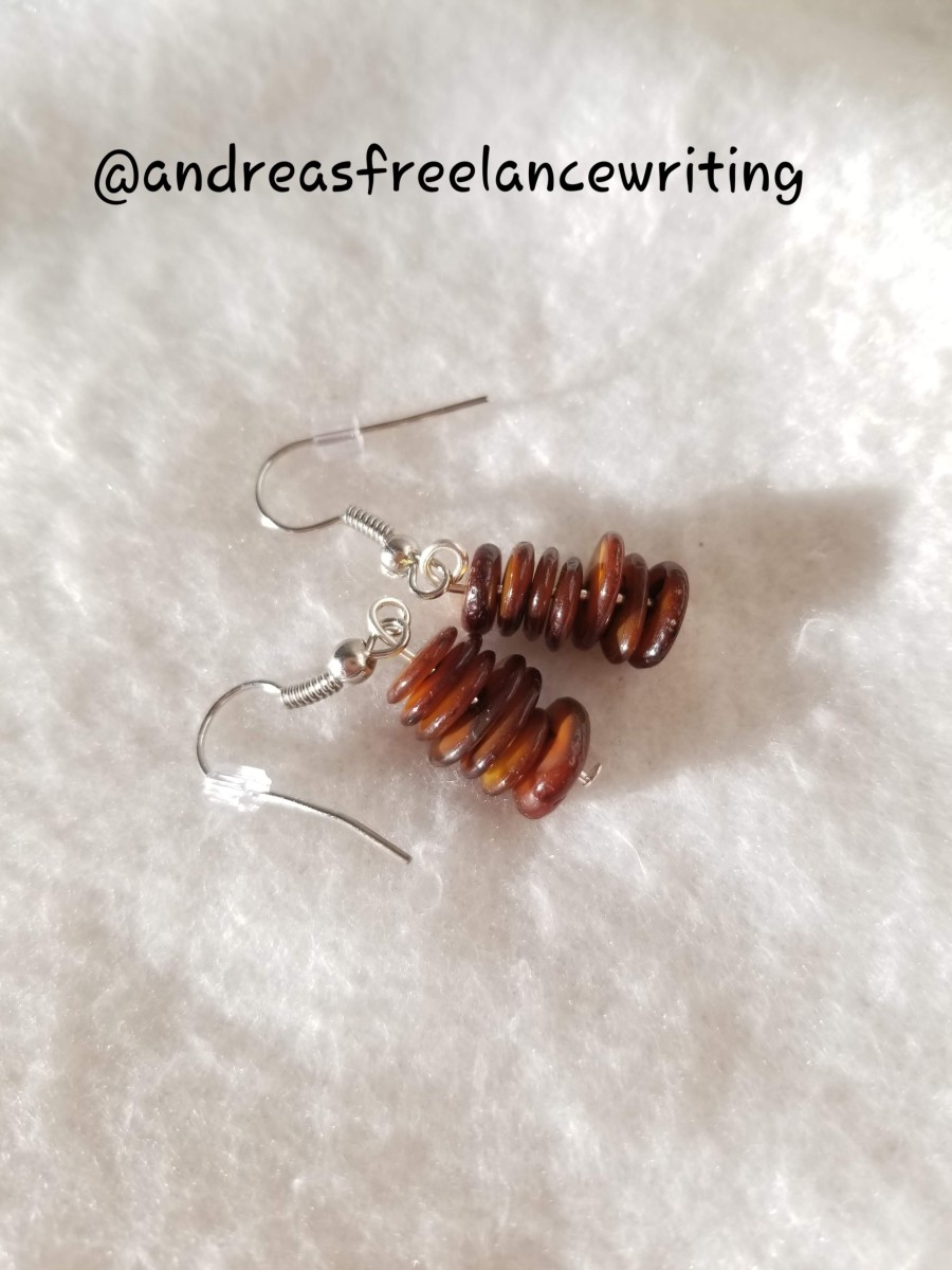 how-to-make-simple-flattened-brown-shell-bead-earrings