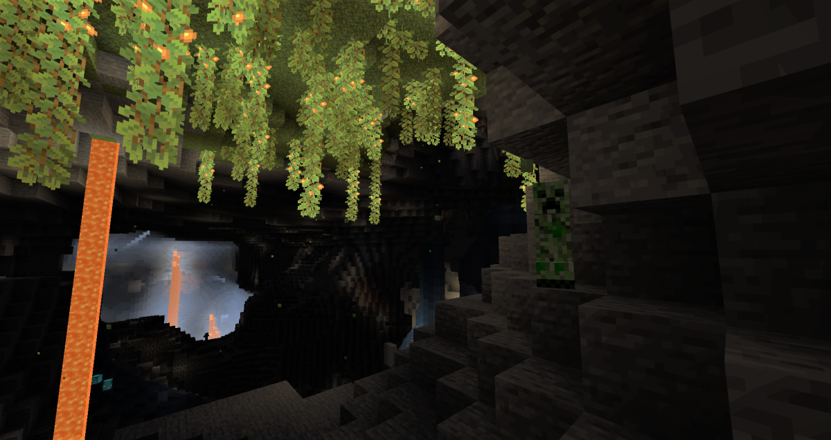 A Creeper in a cave
