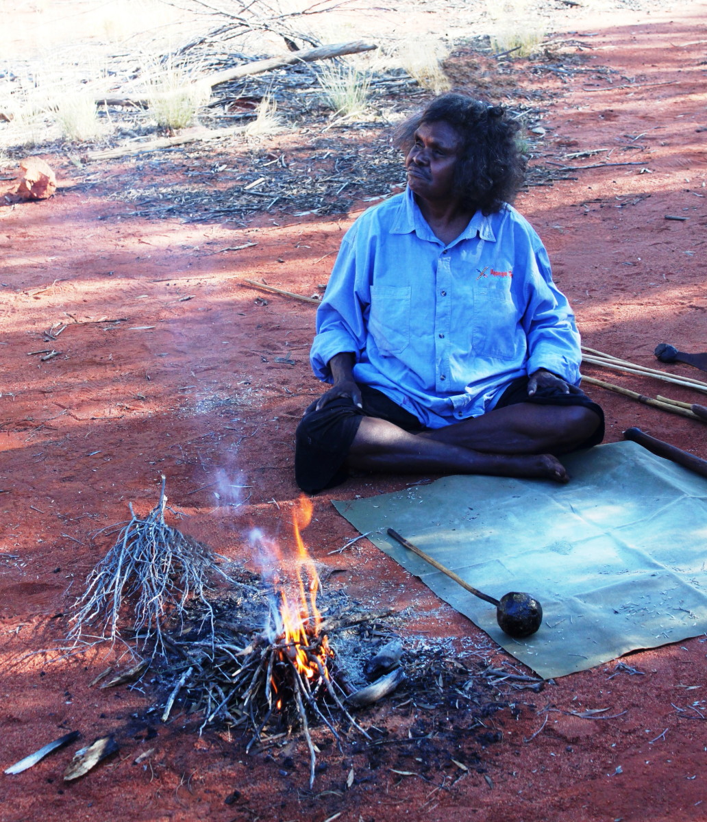 Fire-making in the Outback. Copyright 2011, Bill Yovino