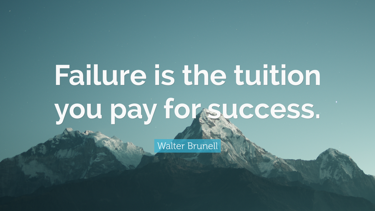 “Failure is the tuition you pay for success.” —Walter Brunell