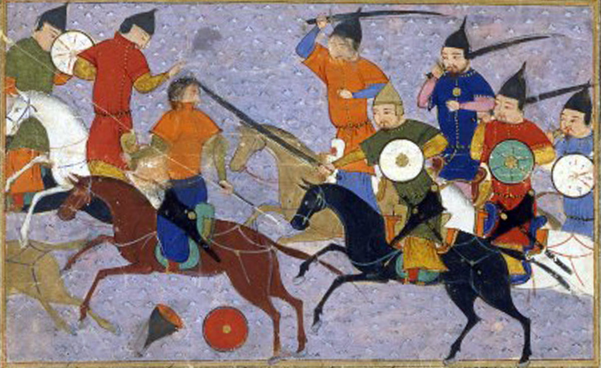 Artistic portrayal of the Mongols invading China.