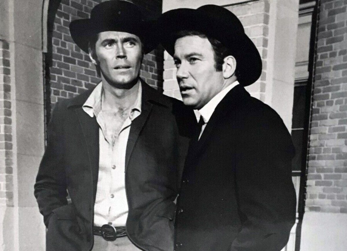 Publicity still from the pilot episode that starred William Shatner and Dennis Cole (Cole was replaced in the series was Doug McClure).