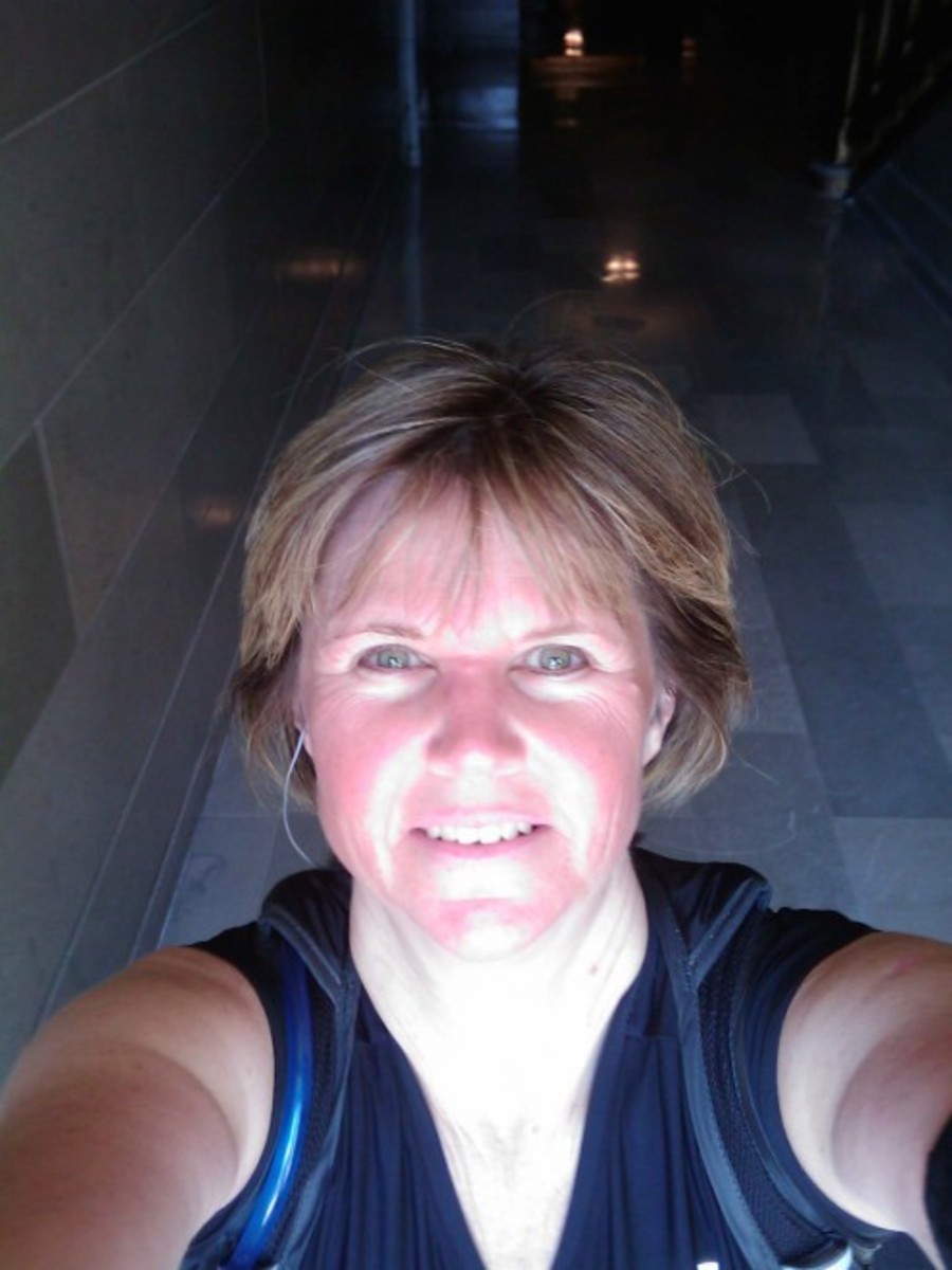 After my first long run on an 80 degree day.  Cooled down in state capital building afterwards.