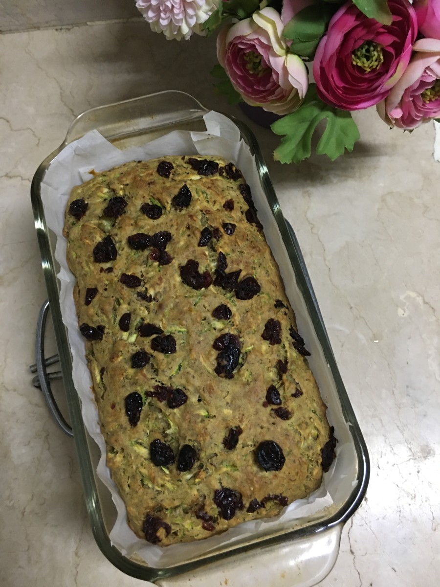 Cranberry zucchini bread with turmeric, flaxseed and chia seeds