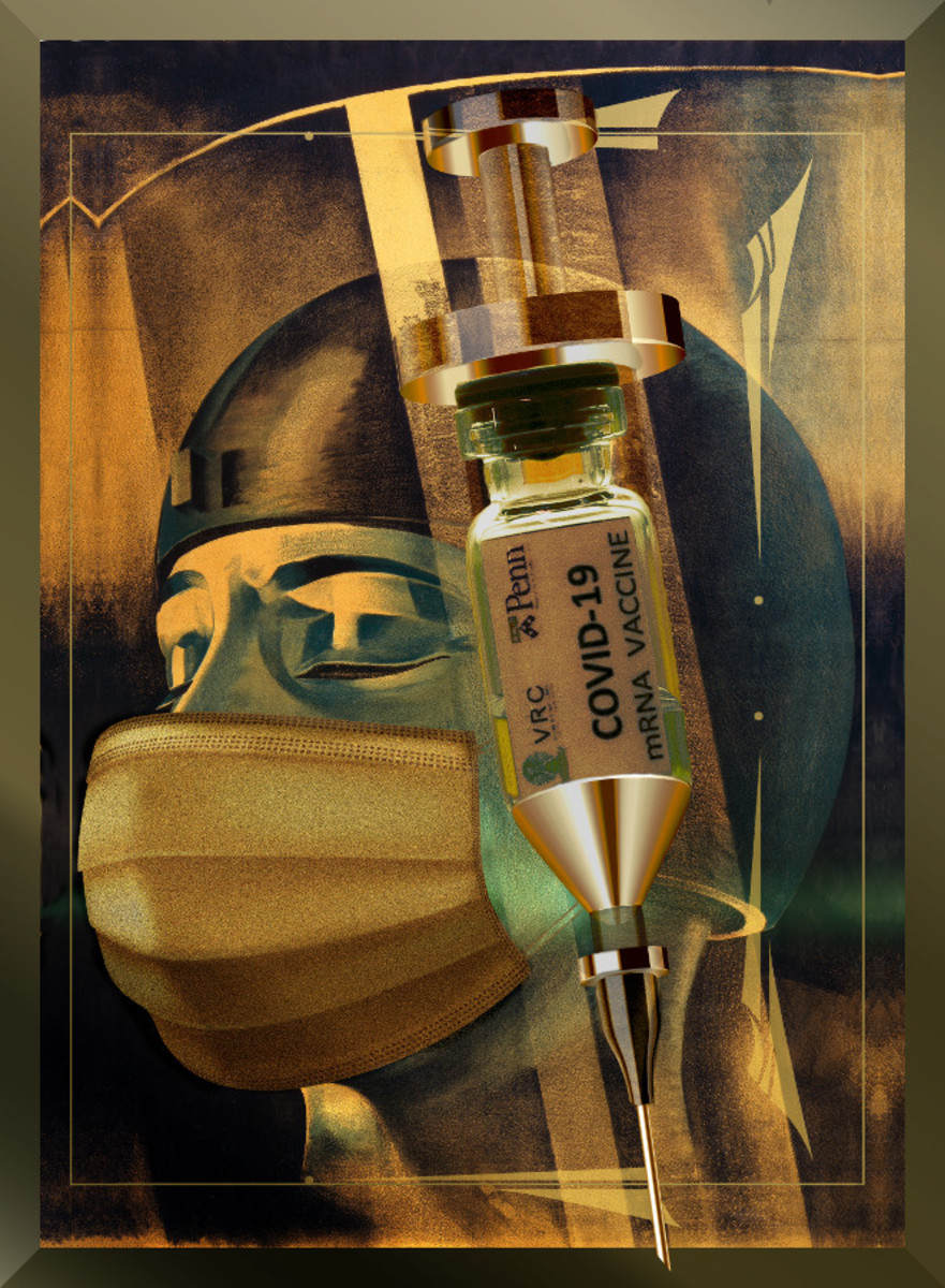 Image compiled by R. G. Kernodle symbolizing forced vaccination and masking.