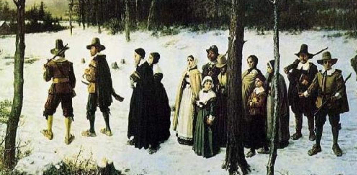 Pilgrims in the snow