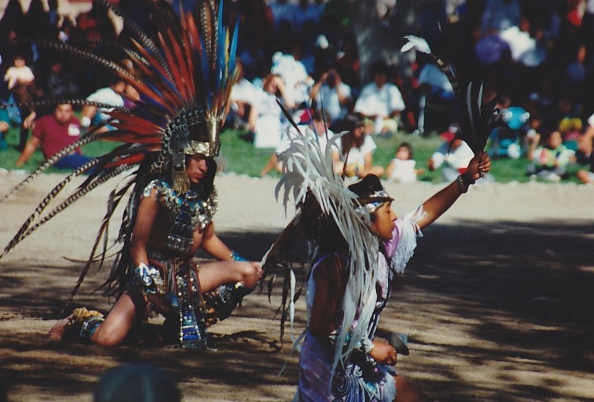 Performing in a pow wow dance 