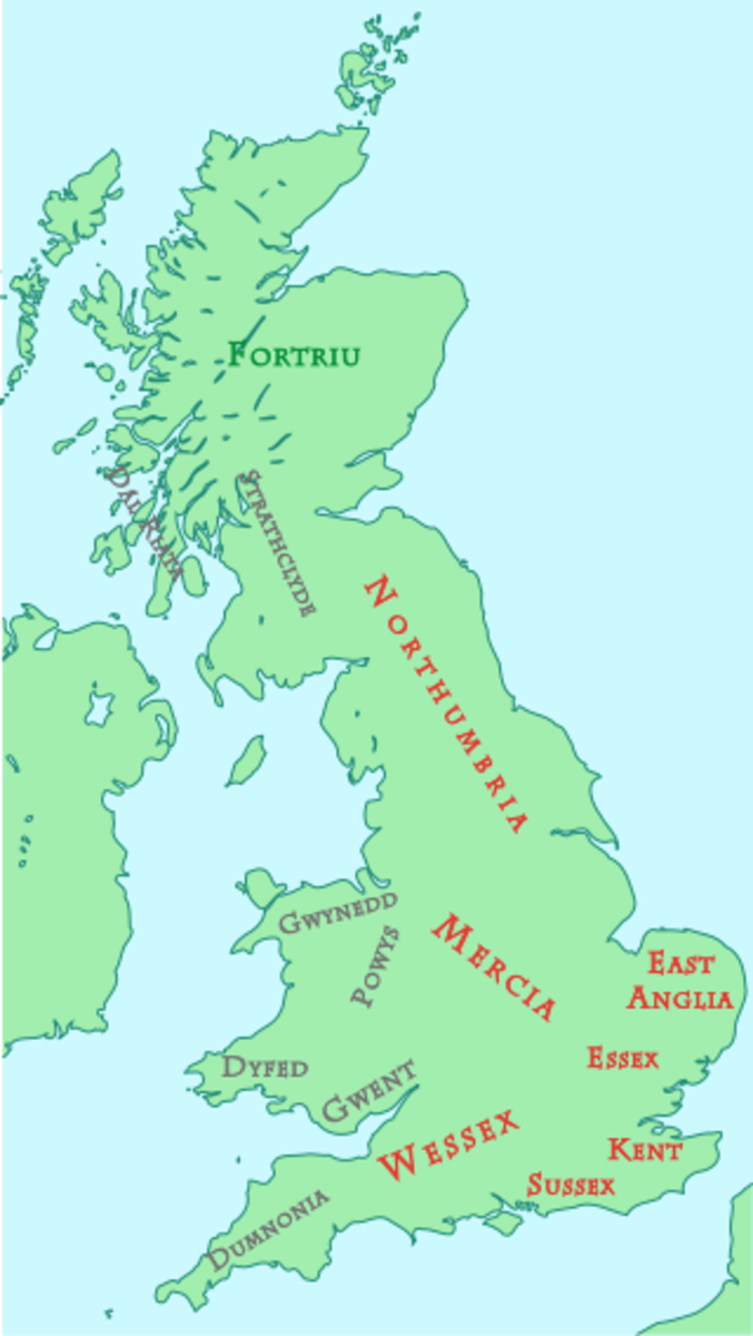 盎格鲁-撒克逊王国。大约公元800年