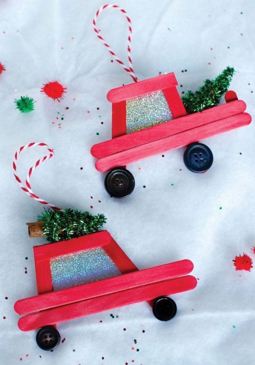 Popsicle Stick Trucks Carrying Christmas Trees