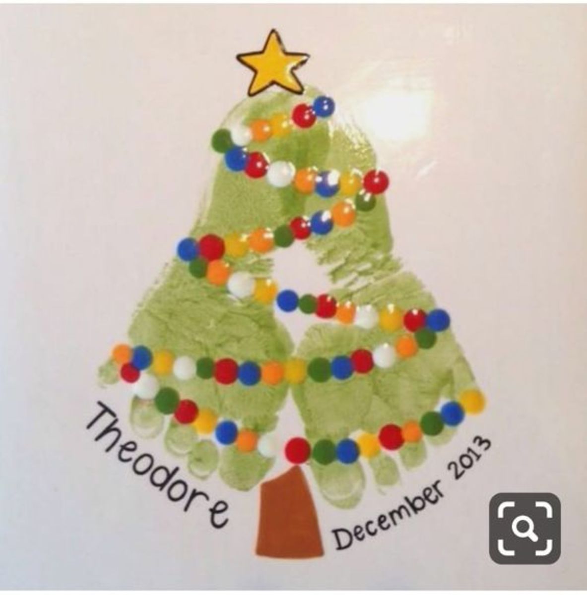Decorated Christmas Tree Footprint Card