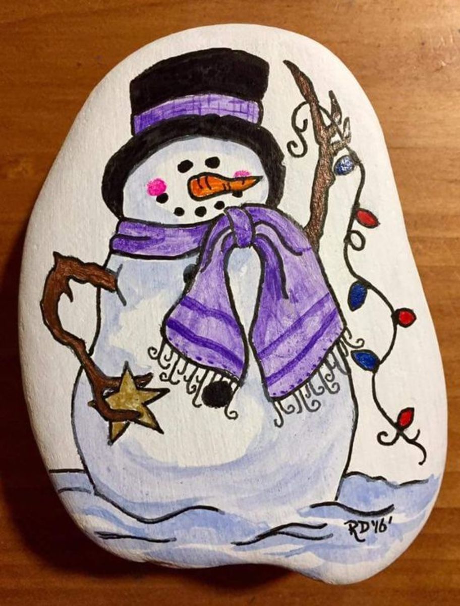 Snowman With Purple Scarf and Star