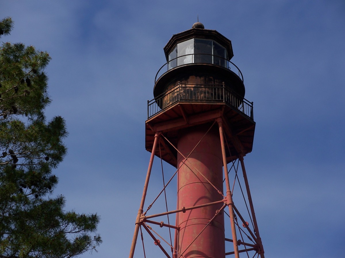 Crooked River Lighthouse, near Carrabelle, Florida, is a working lighthouse along the Gulf Coast. 