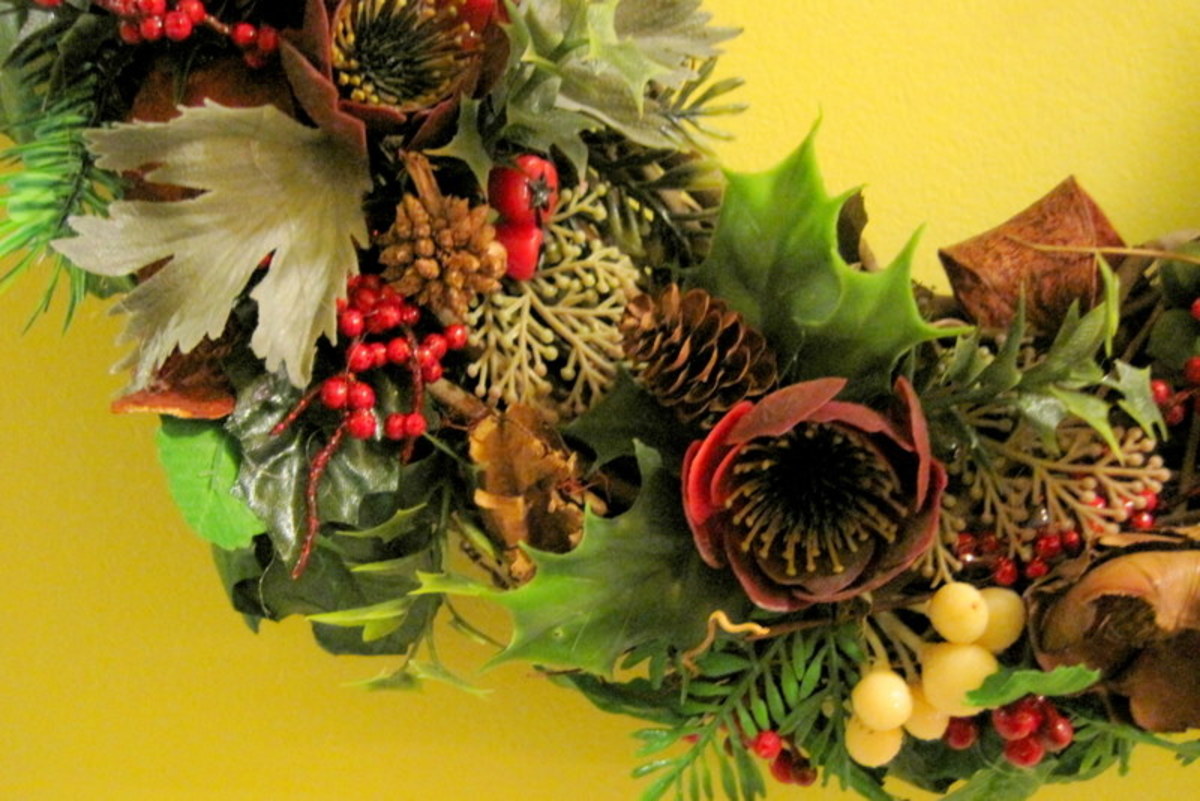 Holiday Wreath - crafted with organic and plastic items.   
