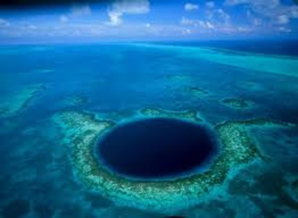 Another famous sinkhole near Belize shows remarkable symmetry.