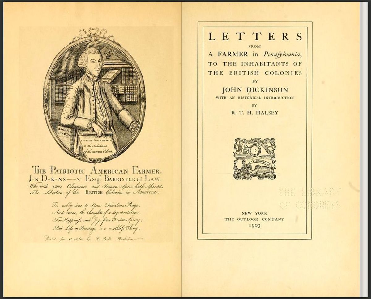 Title page from John Dickinson's Letters from a Farmer in Pennsylvania.