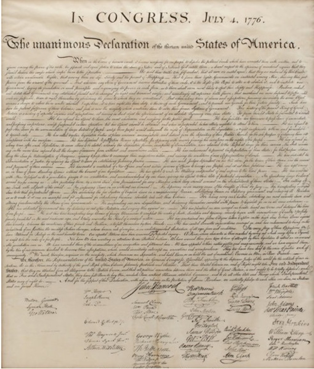 The Declaration of Independence with signatures of the delegates.