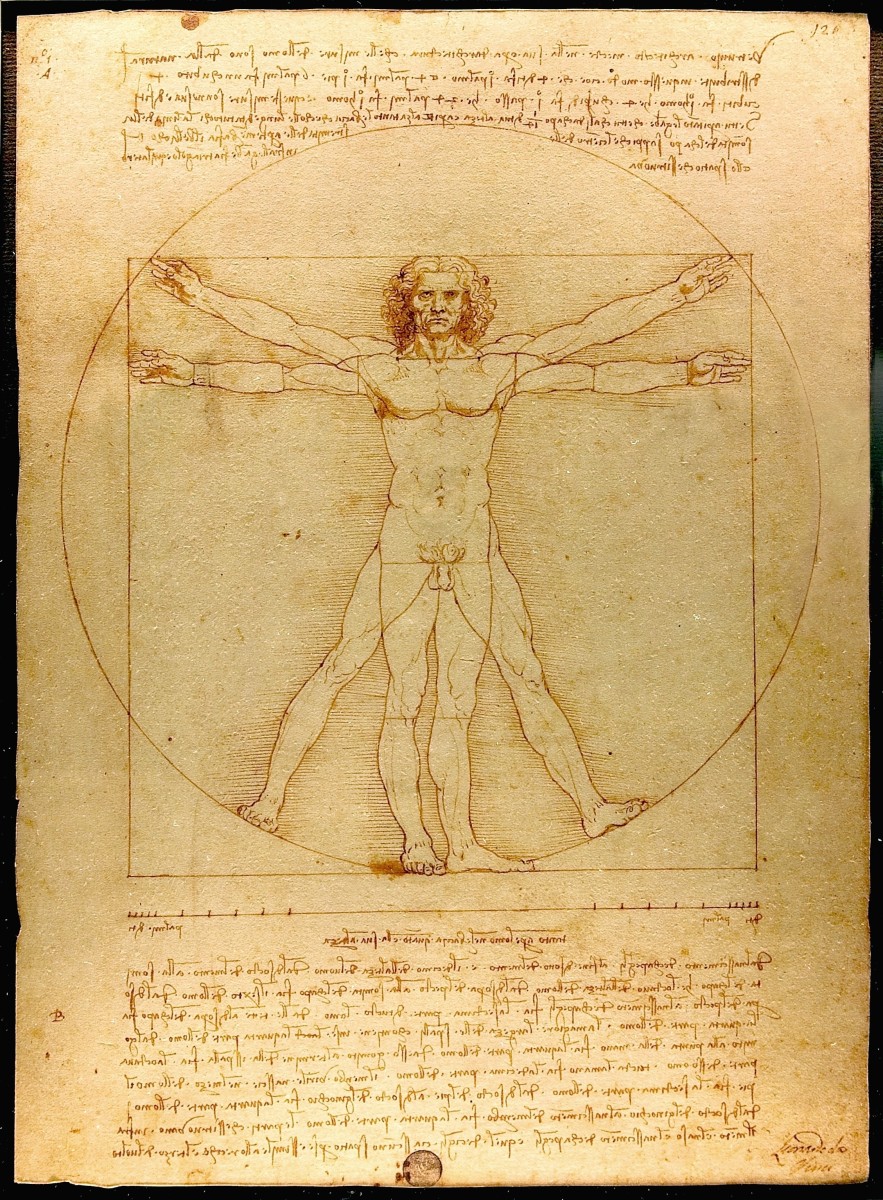 Vitruvian Man, drawn by Leonardo Di Vinci (c. 1490).
