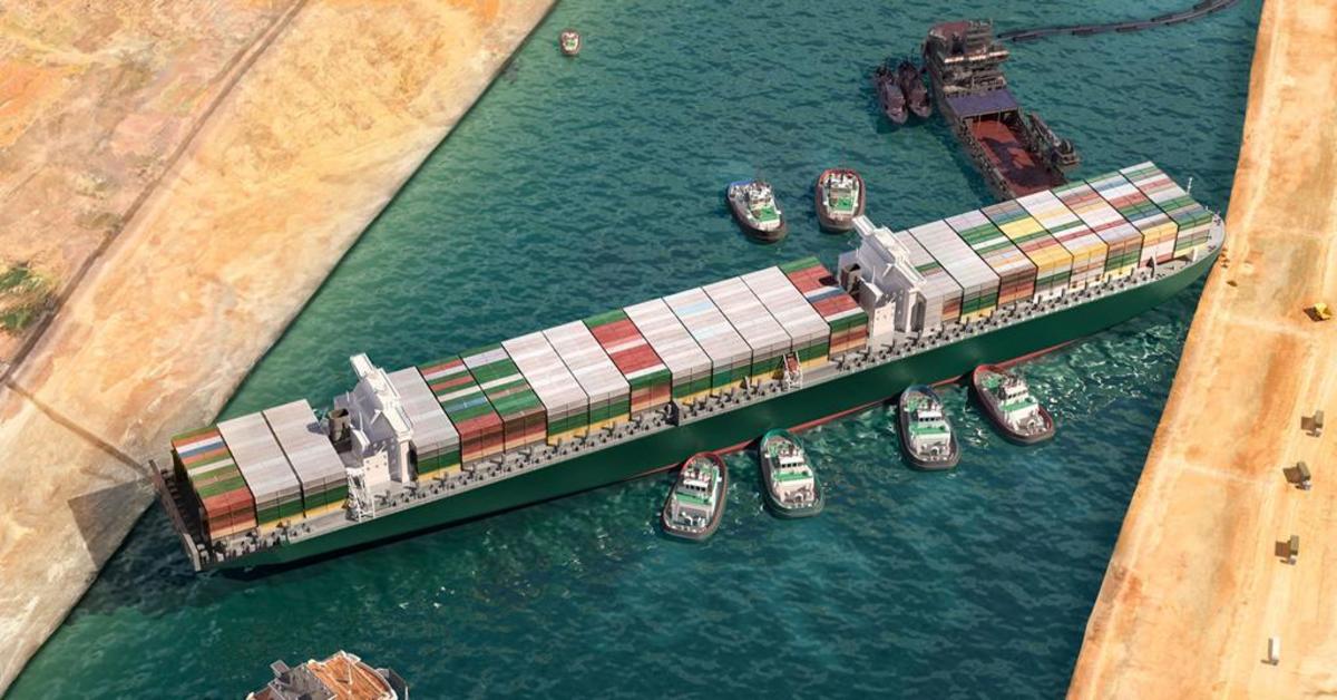 The mega-ship "The Ever Given" became stuck in the Suez Canal after strong winds caused it to turn slightly.