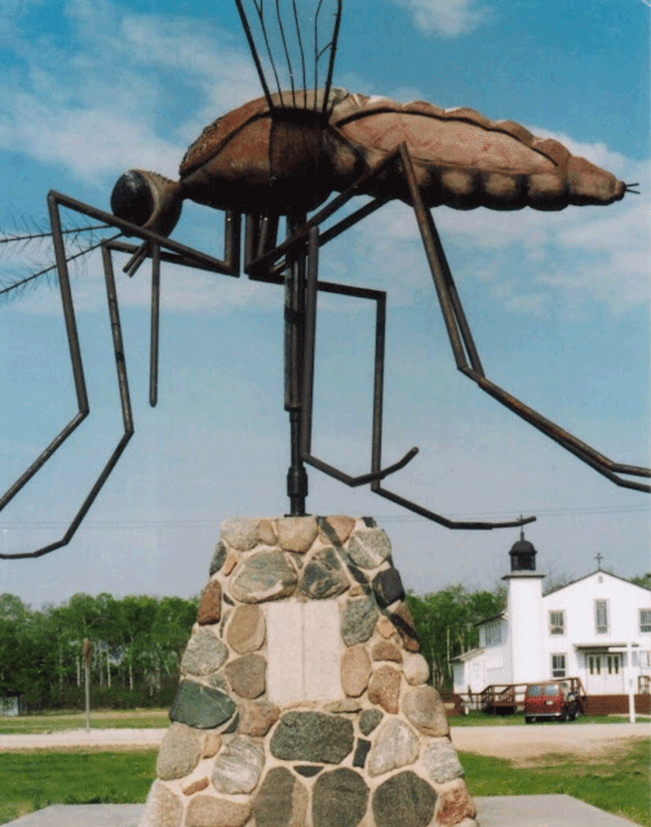 The Town of Kamarno, Manitoba lays claim to the dubious title of the World’s Mosquito Capital and has backed up its boast with this statue.