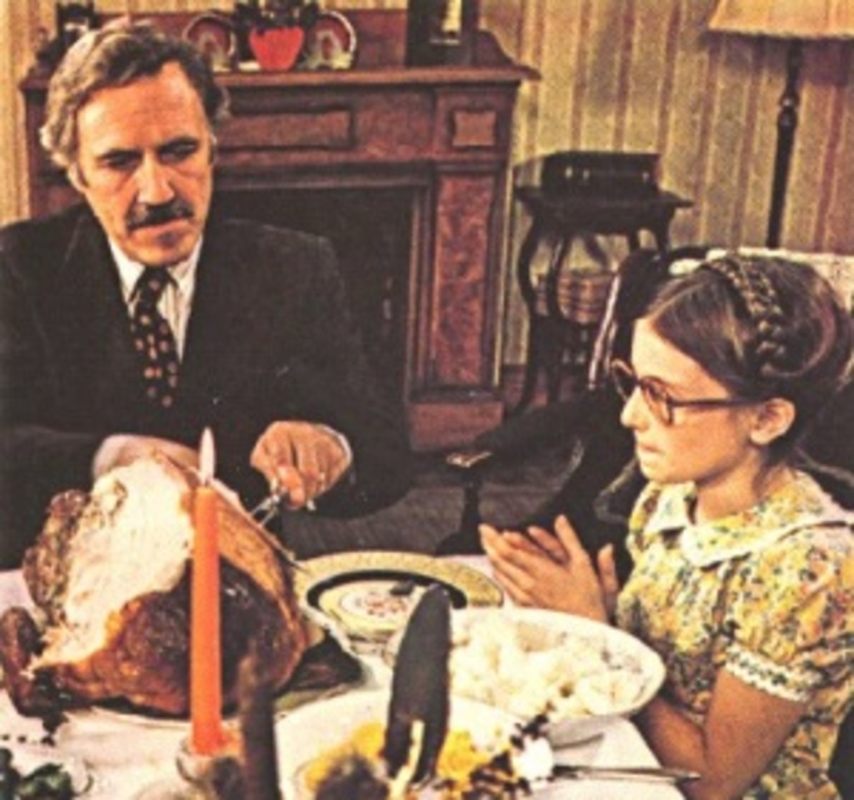 As James (Jason Robards) carves more turkey, Addie (Lisa Lucas) hopes that it'll be a big piece