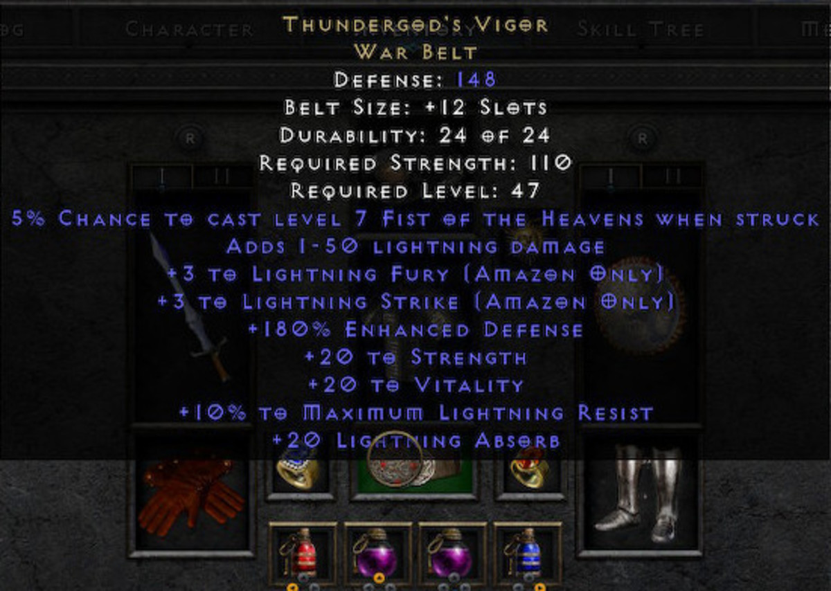 This belt makes you nearly immune to lighting damage.