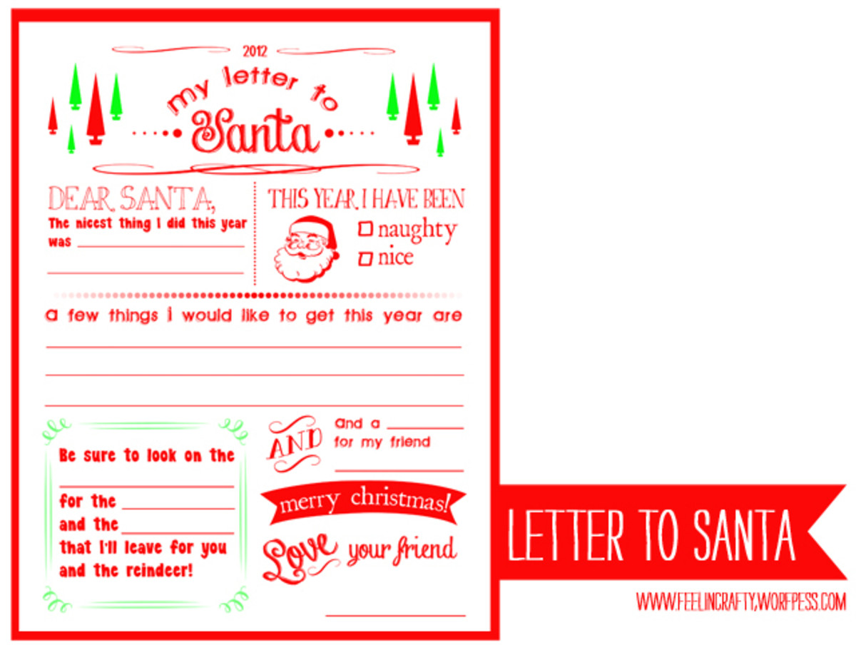 Printable Letter To Santa from Feelin' Crafty