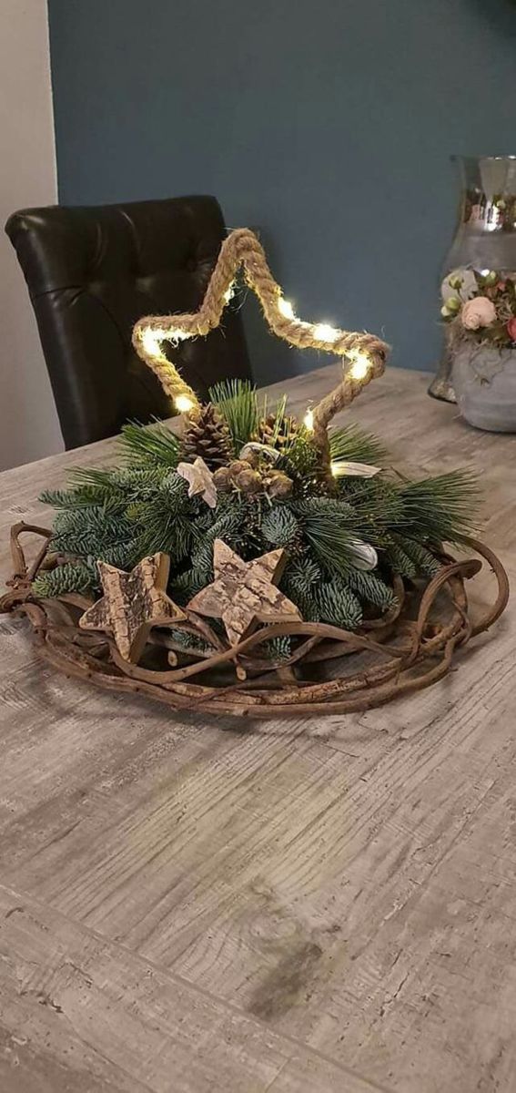 Rustic Branch Centerpiece With Jute Star