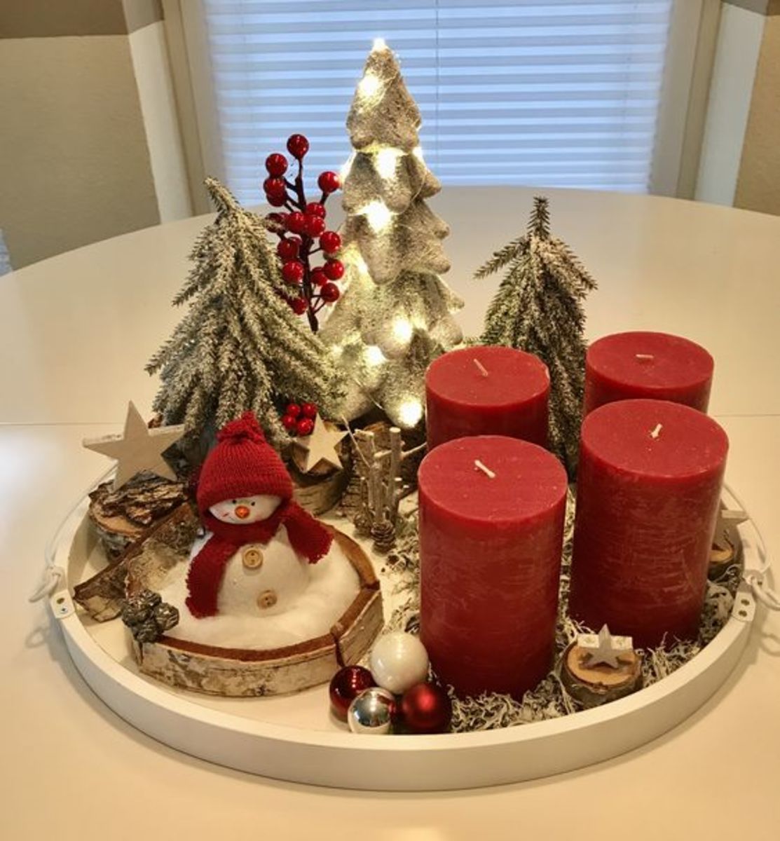 Winter Scene With Red Candles
