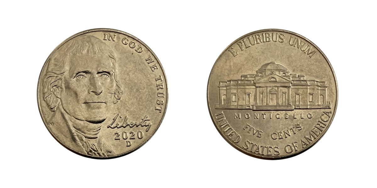 Design of the 2006 to date Jefferson Nickel.