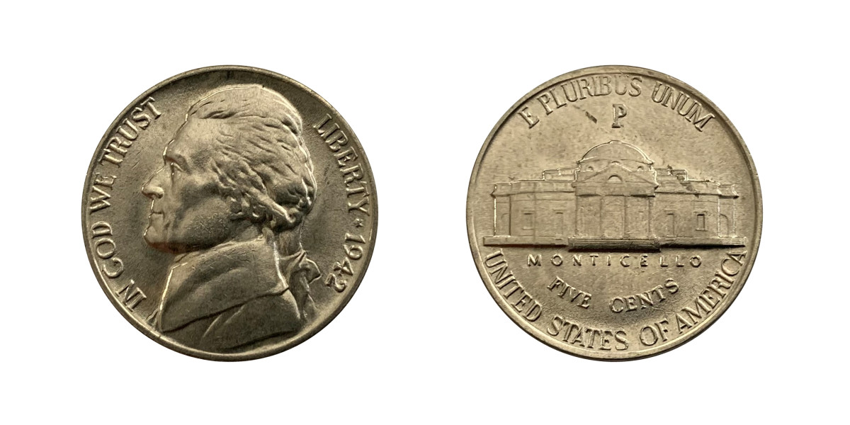 1942-P silver Jefferson Nickel.