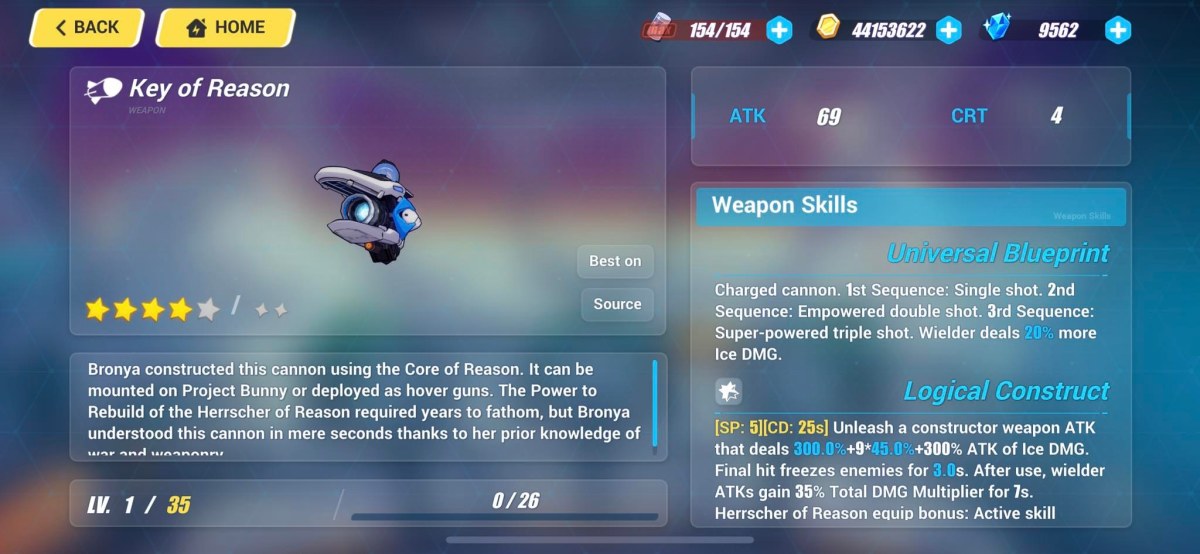 Key of Reason Weapon Page
