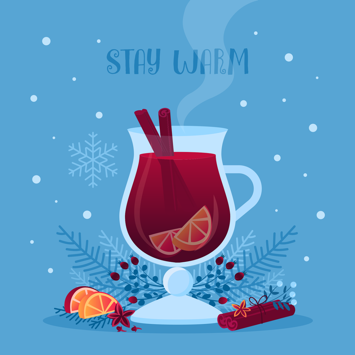 Stay warm with red wine, cinnamon and fruits.