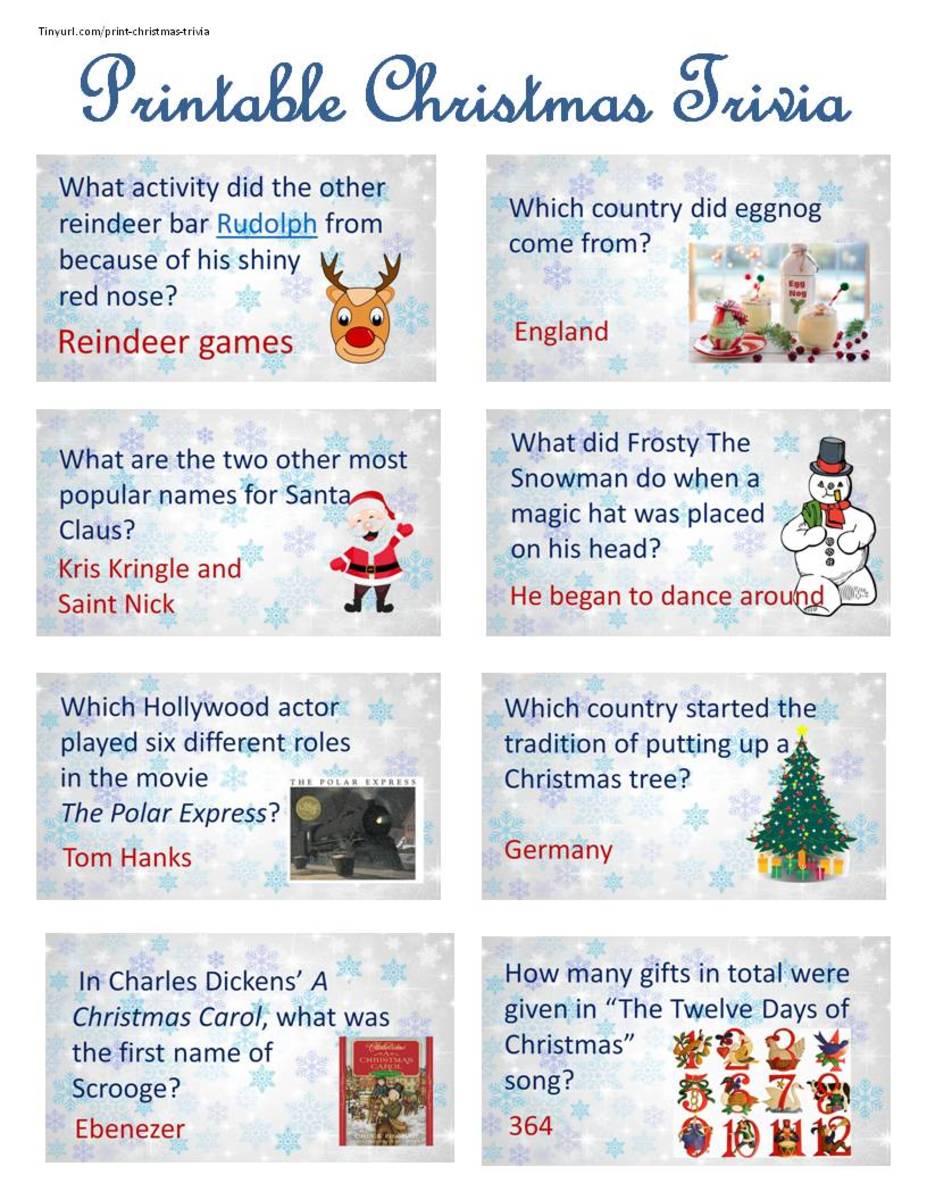 Page 1 of Printable Christmas Trivia Questions
